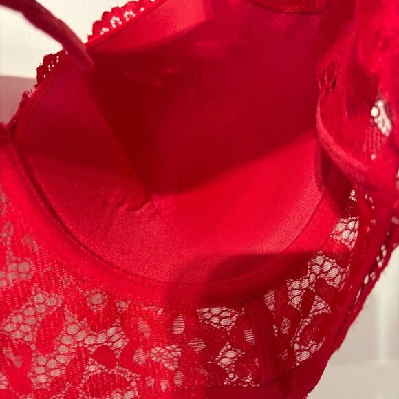 NWT Daisy Fuentes Womens Push Up Bra 42D Red Light Padded Underwire Lace Overlay - Picture 5 of 7